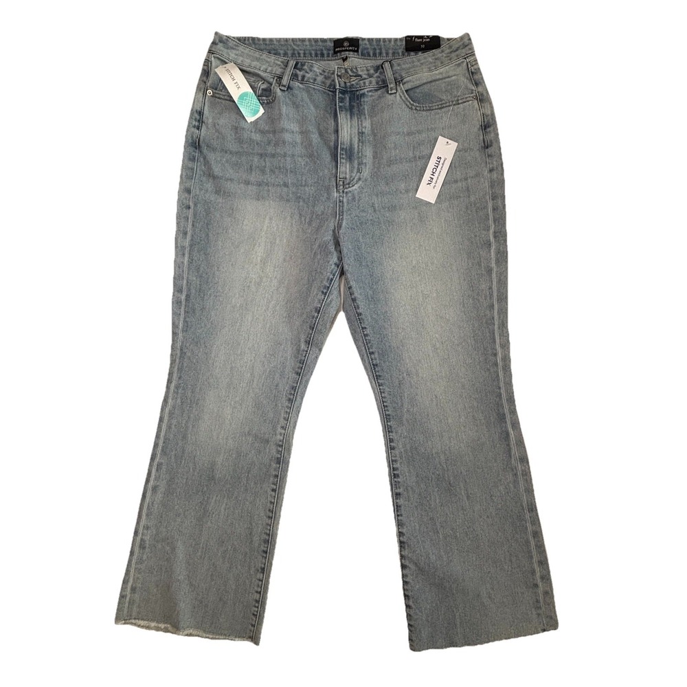 Prosperity Denim Flare Jeans Womens 32 Light Wash Raw Hem Stretch NWT